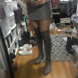 Suede over the knee flat boot